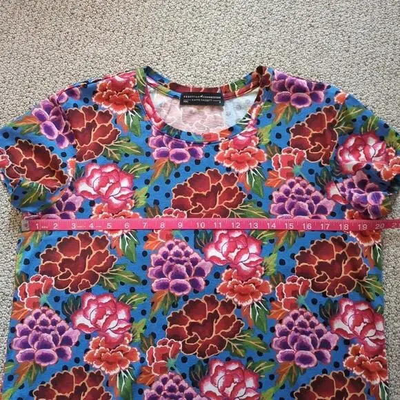 Peruvian Connection Kaffe Fassett Chelsea Floral Polka Dot Multicolor Top Size S - Picture 5 of 7
